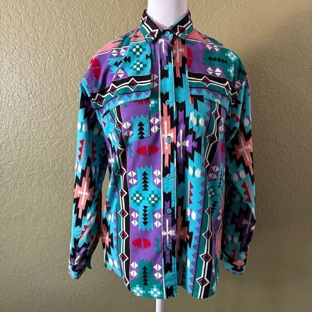 Vintage Frontier Series Women’s M Multicolored Aztec Western Cowboy Burton Shirt